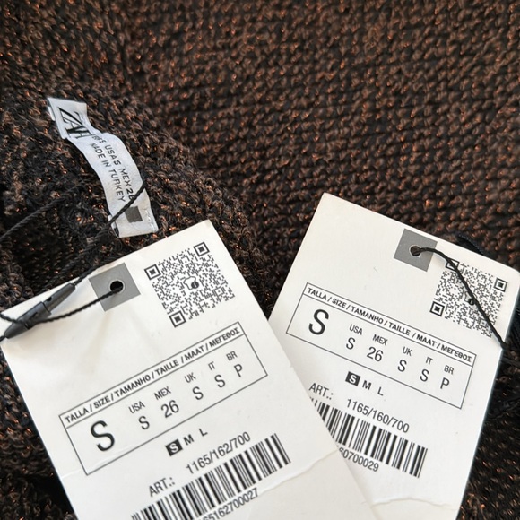 New Zara Brown Black Tweed Mock Neck Top Skirt Set S - Picture 11 of 12